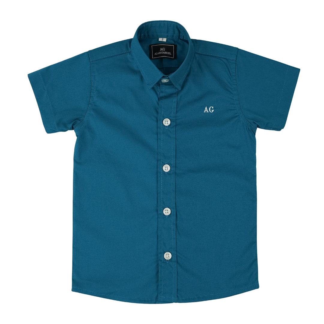 Set camisero pantalón Negro, Bermuda Negra y Camisa Azul Petroleo