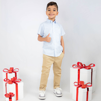 Camisa de líneas Celeste