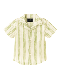 Camisa Lino Texturizada Rayas Verdes