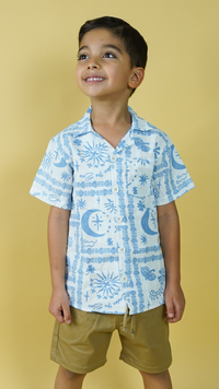Conjunto camisa lino estampada