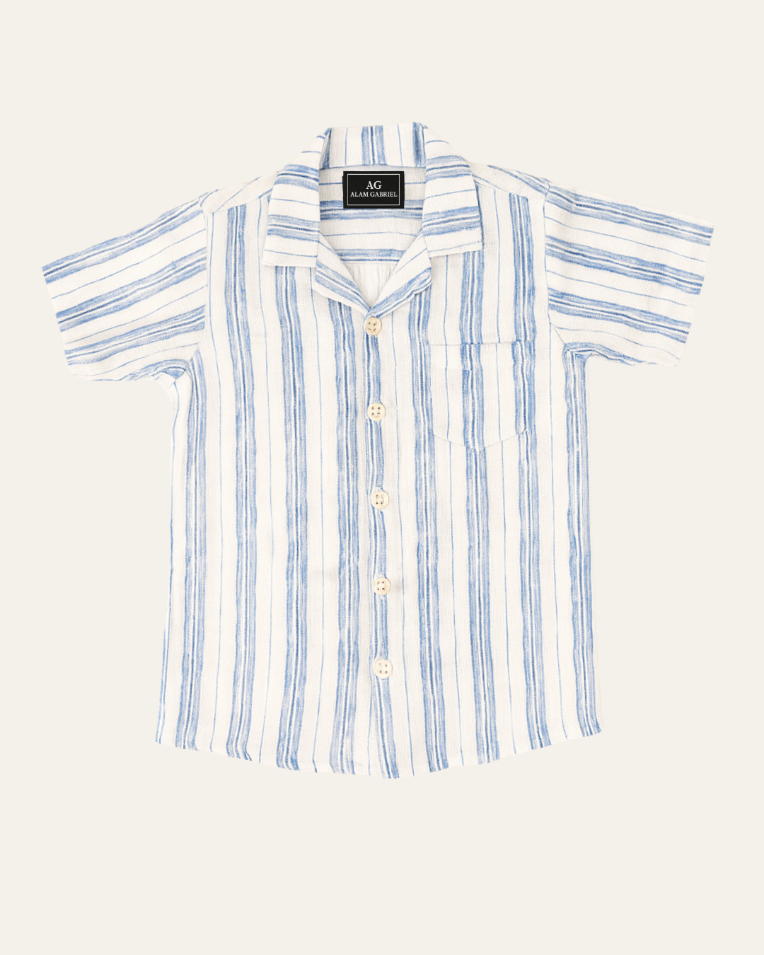 Camisa Lino Texturizada Rayas Azules