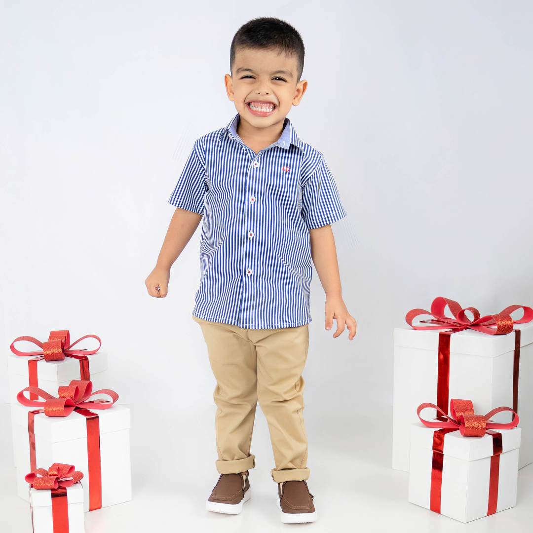 Camisa de líneas Azul