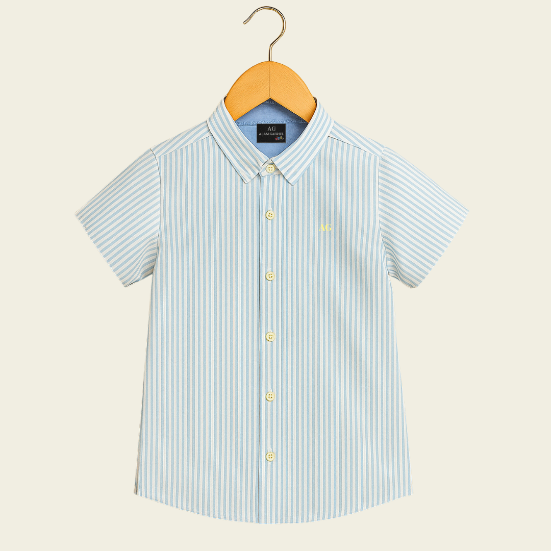 Camisa de líneas Celeste