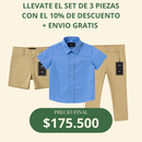 Set camisero pantalón bermuda y camisa Azul celeste