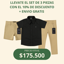 Set camisero pantalón, bermuda y camisa Negra