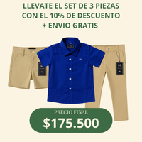 Set camisero pantalón bermuda y camisa Azul Rey