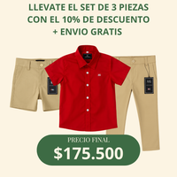 Set camisero pantalón bermuda y camisa rojo