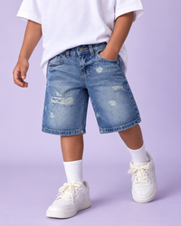 Bermuda Jeans Rígida Celeste