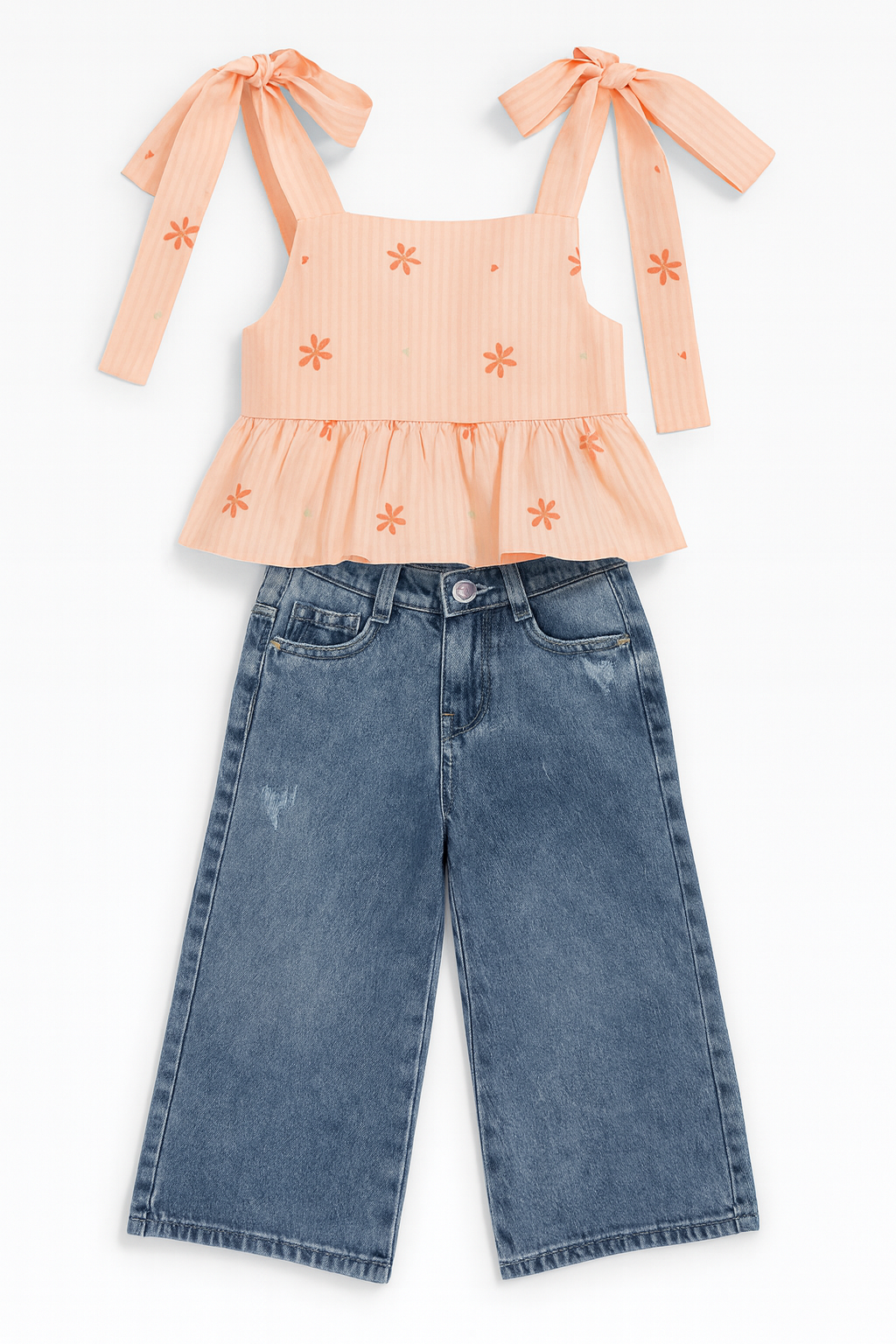 Conjunto Jeans De Niña Durazno