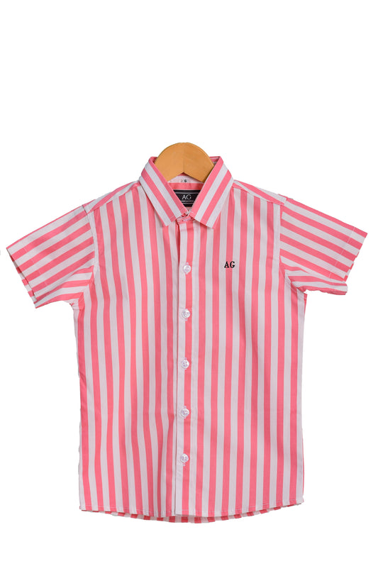 Camisa de niño manga rayas guayaba