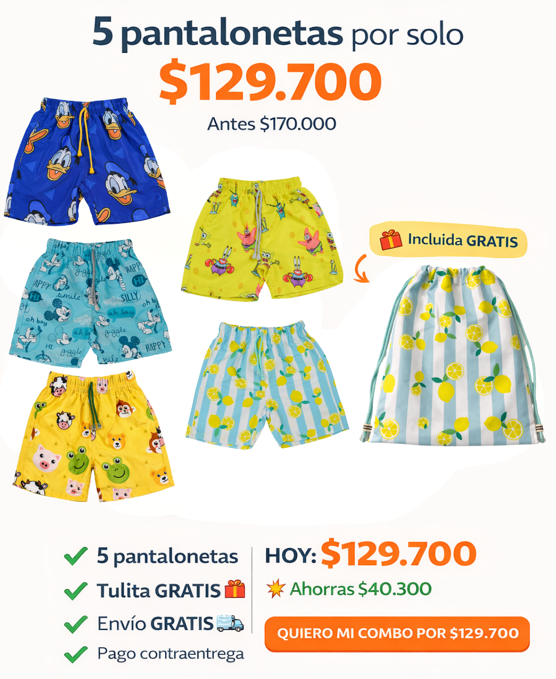 Combo X5 pantalonetas.