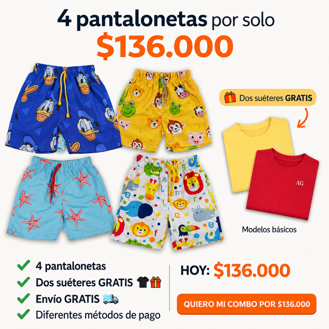 Nuevo Combo x 4 Pantalonetas + 2 Sueter Basico