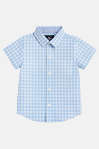 Camisa De Niño Cuadro Celeste
