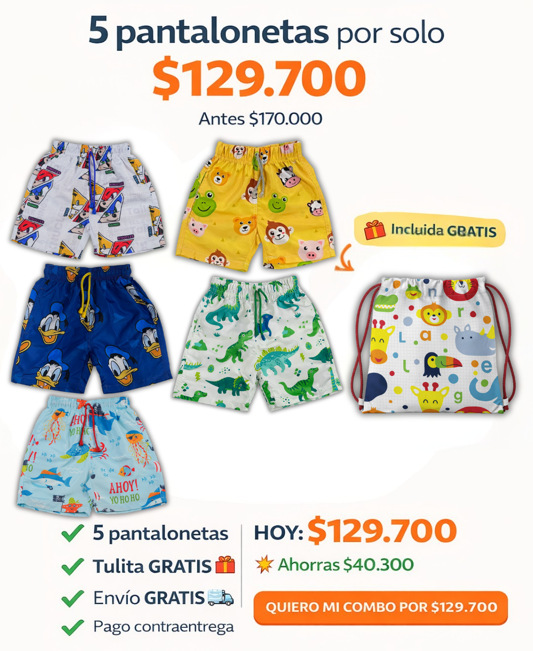 Combo X5 pantaloneta # 3