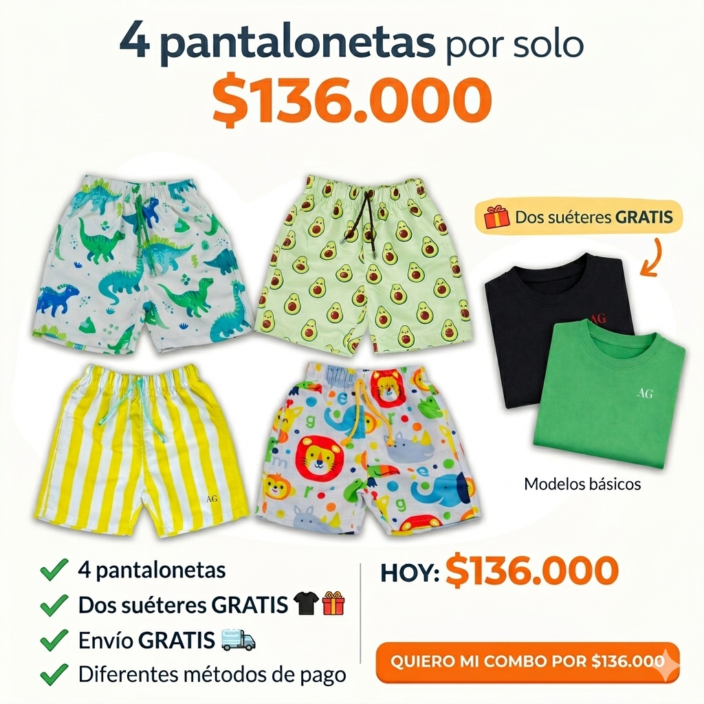 Combo x 4 Pantalonetas + 2 Sueter Basico