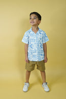 Conjunto camisa lino estampada