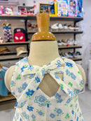 Vestido En Lino Laura Flor Azul