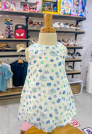 Vestido En Lino Laura Flor Azul