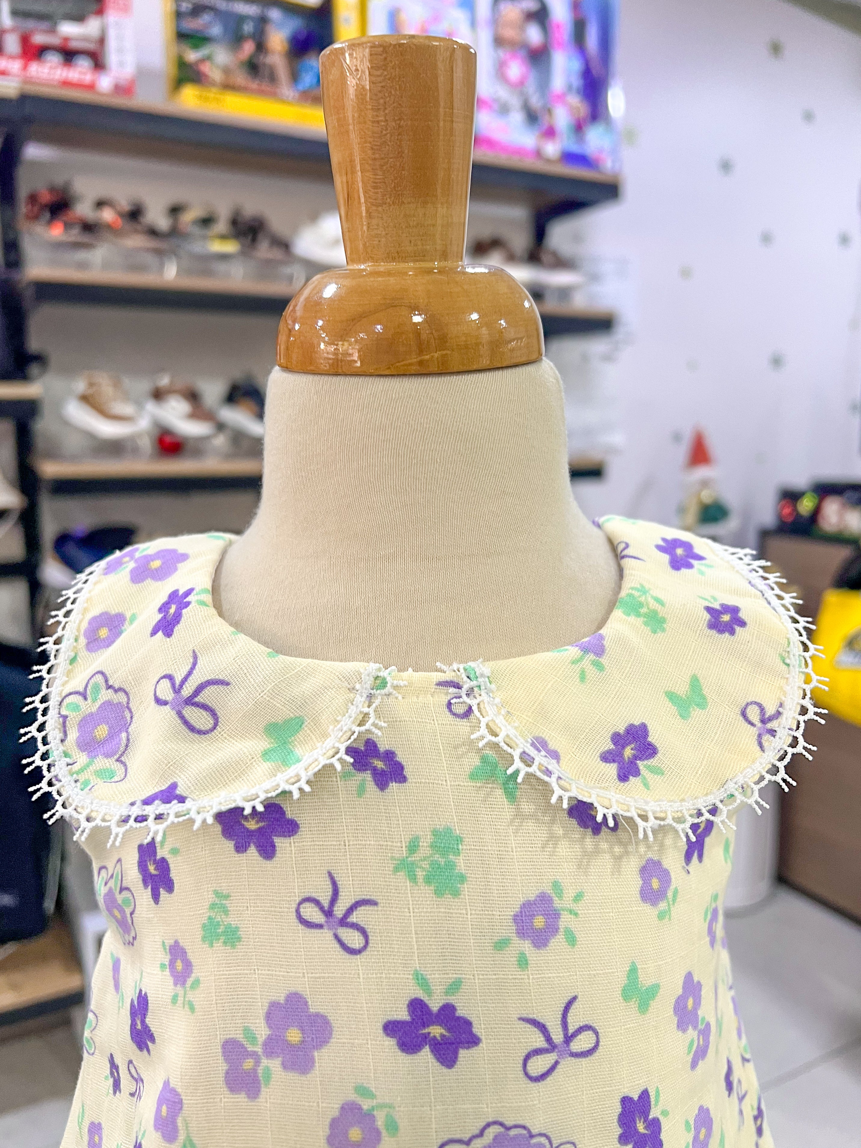 Vestido En Lino Laura Flor Morada
