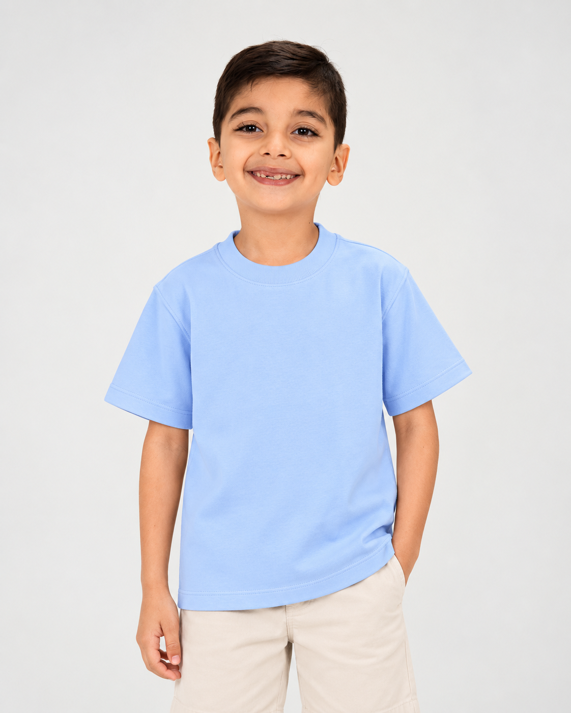 Camiseta Tela Pesada Azul Bebe