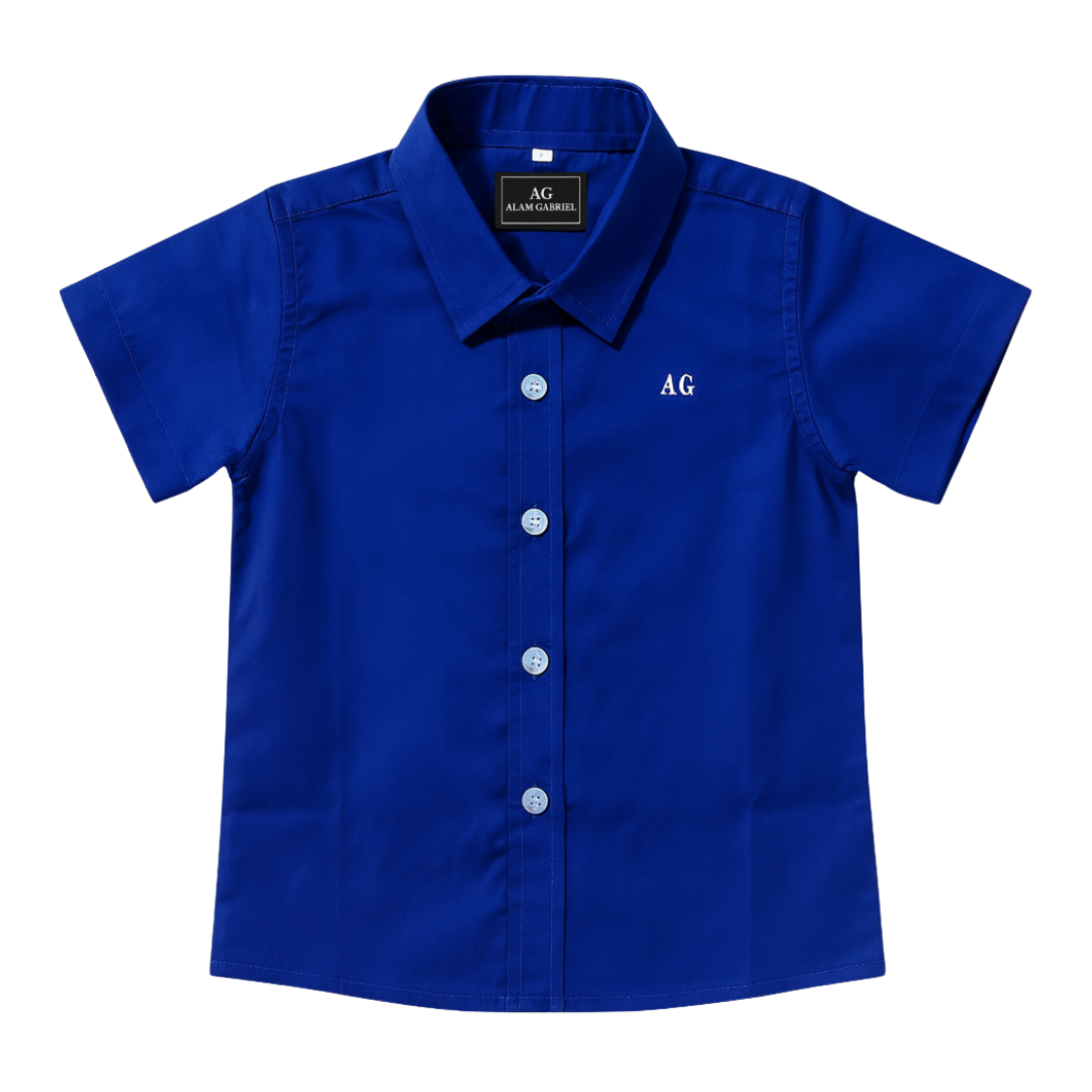 Set camisero pantalón Negro, Bermuda Negra y Camisa Azul Rey