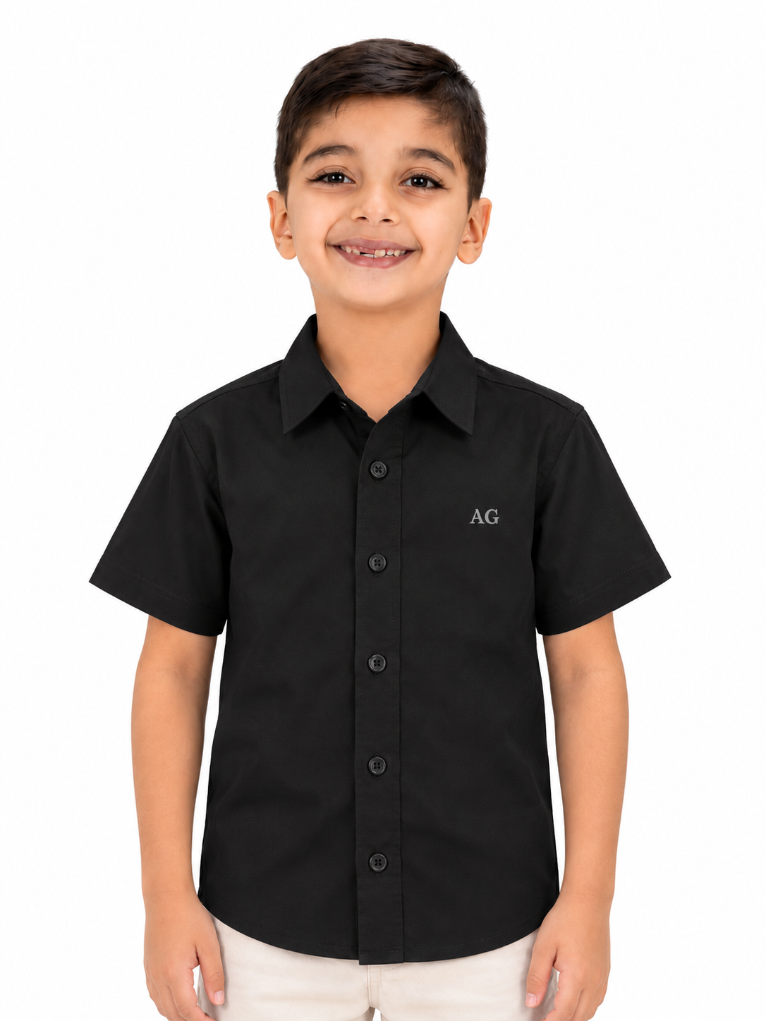 Camisa de niño manga corta negra
