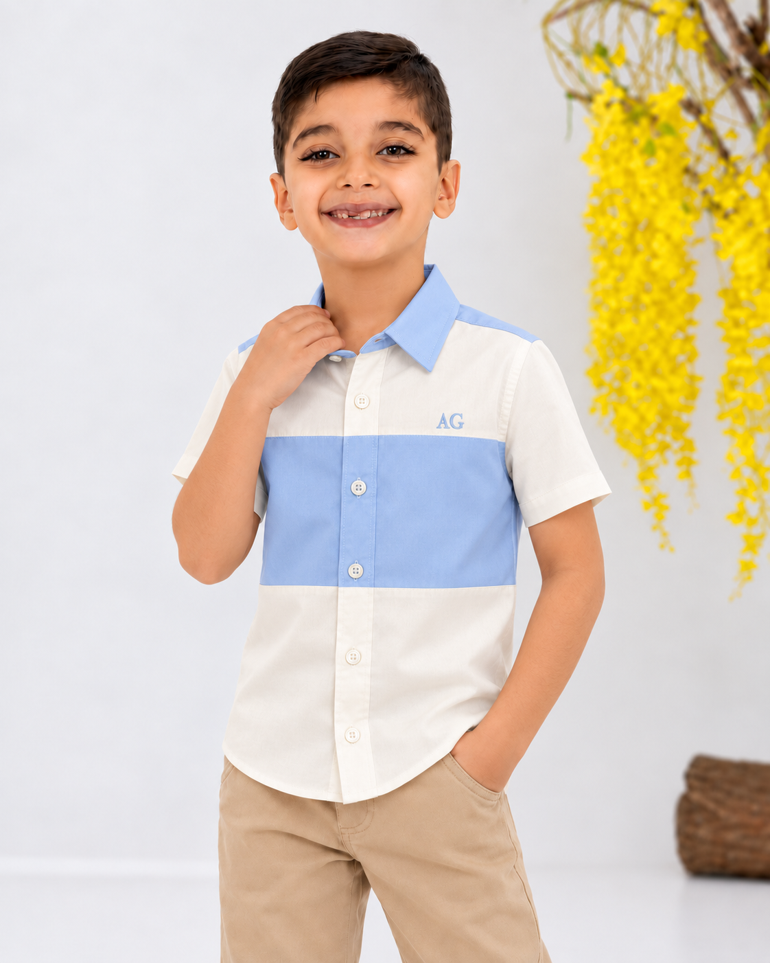 Camisa dos bloques celeste