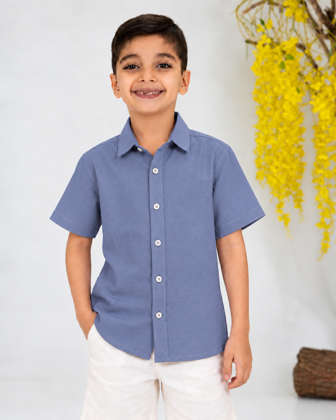 Camisa En Lino Milane Azul