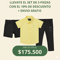 Set camisero pantalón Negro, Bermuda Negra y Camisa Amarilla