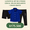 Set camisero pantalón Negro, Bermuda Negra y Camisa Azul Rey