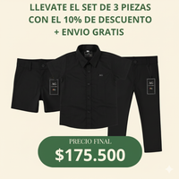 Set camisero pantalón Negro, Bermuda Negra y Camisa Negra