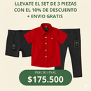 Set camisero pantalón Negro, Bermuda Negra y Camisa Roja