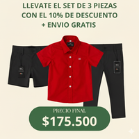 Set camisero pantalón Negro, Bermuda Negra y Camisa Roja