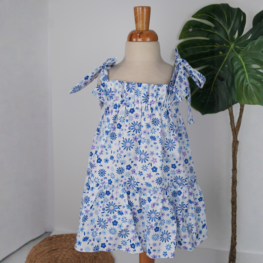 Vestido de Niña Flores Azules