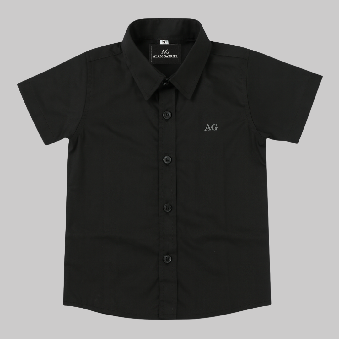 Camisa de niño manga corta negra
