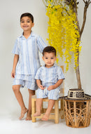 Conjunto Lino Gaby Rayas Celestes