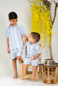 Conjunto Lino Gaby Rayas Celestes