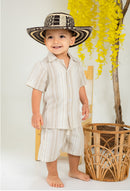 Conjunto Lino Gaby Rayas Beige