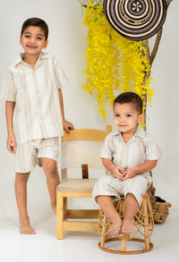 Conjunto Lino Gaby Rayas Beige