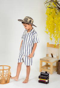 Conjunto Lino Alam Rayas Azul Turquí