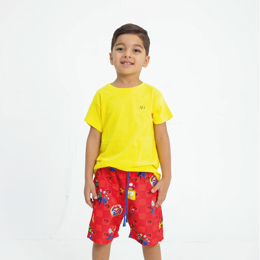 Pantaloneta Mario Bros y básico amarillo